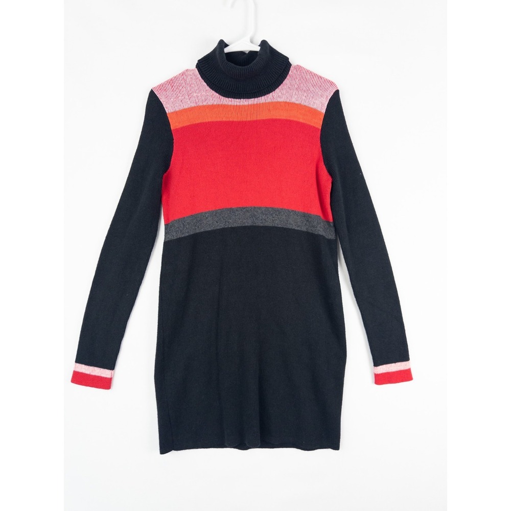 NWOT Free People Sweater Dress Womens XS Color Block Long Sleeve Knee Turtle Nec